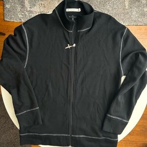 Untouched World New Zealand Men’s Sport Jacket Full Zip Merino Wool Black